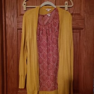 Merona Mustard Yellow Cardigan and Matching Top